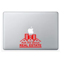 Crazy4Decals Ask ME About Real Estate Decal Vinyl Sticker for Laptop Notebook MacBook Air/Pro Dell HP Walls Windows, Computers, Water Bottles and More (Red / 8")