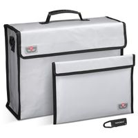 Fireproof Document Bags, TEROMAS Extra Large (17″ x 12.8″ x 5.8″) Fireproof Safe and Water Resistant Storage with Bonus Bag (13.4″ x 9.4″), Silicone Coated Multi-Layers Safe Box for Documents, Money