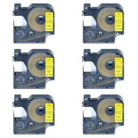 SuperInk Compatible for DYMO 18432 Black on Yellow Vinyl Label Tape (1/2 Inch x 18 Feet 12mm x 5.5m) 6 Pack