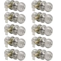 Probrico Satin Nickel Bed/Bath Door Knobs Privacy Door Knobs Interior Bathroom Locks Wholesale (10 Pack)