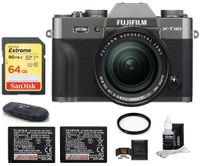 FUJIFILM X-T30 Mirrorless Digital Camera (with XF 18-55mm Lens Spare Battery Bundle, Dark Silver)