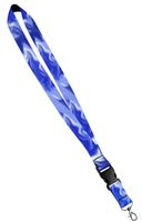 Print Lanyard- Satin Key Lanyard with Side Release Buckle and Snap, ID Holder -  1 Inch, Blue Smoke
