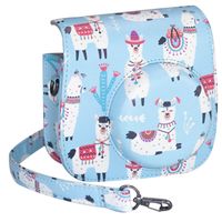 Blummy PU Leather Instax Mini 9 Camera Case for Fujifilm Instax Mini 8/ Mini 8+/ Mini 9 Instant Camera with Adjustable Strap and Pocket (Blue Alpaca)