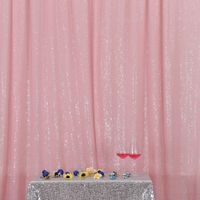 Eternal Beauty Pink Sequin Wedding Backdrop Photography Background Party Curtain, 6Ft X 8Ft