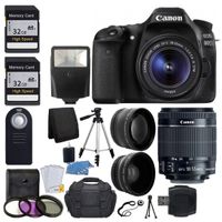 Canon EOS 80D Digital SLR Camera with 18-55mm EF-S f/3.5-5.6 IS II Lens + 58mm Wide Angle Lens + 2x Telephoto Lens + Flash + 48GB SD Memory Card + UV Filter Kit + Tripod + Full Accessory Bundle
