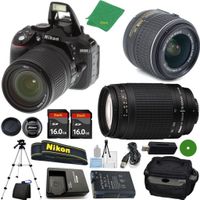 ZeeTech Ultimate Bundle for D5300 24.2 MP DSLR, NIKKOR 18-55mm f/3.5-5.6 Auto Focus-S DX VR, Nikon 70-300mm f/4-5.6G Auto Focus Nikkor,2pcs 16GB ZeeTech Memory, Camera Case