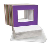 Golden State Art, Pack of 50 Mixed Colors Pre-Cut 8x10 Picture Mat for 5x7 Photo with White Core Bevel Cut Mattes Sets. Includes 50 High Premier Acid Free Mats & 50 Backing Board & 50 Clear Bags