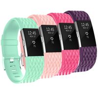 Tobfit Sport Bands Compatible for Fitbit Charge 2 Special Edition, 4 Pack, Purple, Teal, Blush Pink, Hot Pink, Large