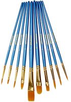 Artlicious - 10 Hand Made All Purpose Nylon Hair Brush Set - Acrylic, Oil, Watercolor Paints