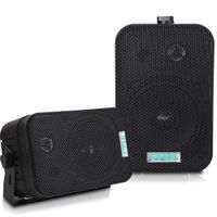 Dual Waterproof Outdoor Speaker System - 5.25 Inch Pair of Weatherproof Wall/Ceiling Mounted Speakers w/Heavy Duty Grill, Universal Mount - for Use in The Pool, Patio, Indoor - Pyle PDWR40B (Black)