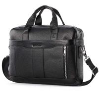 Leather Business Messenger Bag Laptop Briefcase Handbag for Men Carry All Computer Crossbody Shoulder Pack Travel Outdoor Work Handbags Black