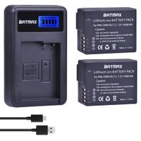 Batmax 2Pcs DMW-BLC12 DMW-BLC12E BLC12 Battery + USB LCD Charger for Panasonic DMW-BLC12 Battery Lumix DMC-FZ200 FZ300 FZ1000 FZ2500 G5 G6 G7 GX8 G85 Cameras