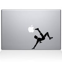 The Decal Guru Soccer Bicycle Kick MacBook Decal Vinyl Sticker - 13" MacBook Pro (2015 & Older) - Black (1178-MAC-13P-BLA)