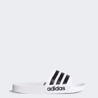 adidas Men's Adilette Shower Slide Sandal, White/Black/White, 10 M US
