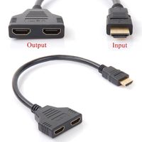 wishsan 1080P HDMI Male To Dual HDMI Female 1 to 2 Way Splitter Cable Adapter Converter for HDTV/ DVD Players / STB / PS3 and Most LCD Projectors