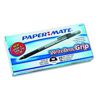 Papermate 88079 Write Bros. Grip Ballpoint Pen, Medium Point, Black Ink, 12 - 12ct boxes