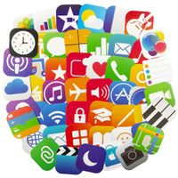 Apple App Stickers for Laptop 50Pcs Pack, Teen Waterproof Vinyl Water Bottle Phone Computer Notebook Car Skateboard Motorcycle Bicycle Luggage Guitar Bike Decal
