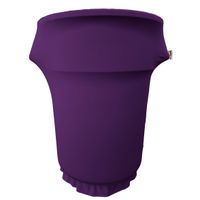 LA Linen Spandex Cover Fitted for 55 Gallon Trash can on Wheels, Purple