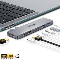 USB C Hub, Intpw Dual HDMI 4K USB-C Adapter for MacBook Pro 2018/2017/2016 with Thunderbolt 3 Port, Type- C Multiport Adapter,USB C Docking Station Compatible for Mac Pro and Other Type C Laptops