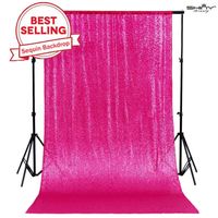 Fuchsia-Photo Booth Wedding Props-Sequin Fabric Backdrops Sweets for Weddings Party Curtains Decorations-2FTx7FT (Fuchsia)