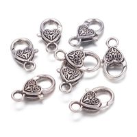 Kissitty 50-Piece Tibetan Antique Silver Large Heart Lobster Claw Clasps Lead & Nickel & Cadmium Free 1x0.55 Inch Jewelry Making Findings