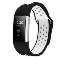 iGK Silicone Replacement Bands Compatible for Fitbit Charge 2, Adjustable Breathable Sport Strap Smartwatch Fitness Wristband with Air Holes Black White Large