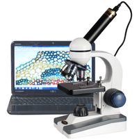 AmScope M150C-E1 40X-1000X LED Coarse and Fine Focusing Science Student Microscope with Single Lens Condenser and 1.3MP USB Digital Camera for Photos and Videos