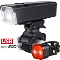 iKirkLiten 2020 Upgraded 800 Lumens Bike Light USB Rechargeable, LED Bicycle Headlight Front and Back Rear Tail Lights, IPX6 Waterproof, Easy to Install for Men Women Kids Cycling Safety Flashlight