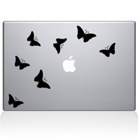 The Decal Guru 1029-MAC-13X-BLA Butterflies Decal Vinyl Sticker, 13" Macbook Pro (2016 & newer), Black