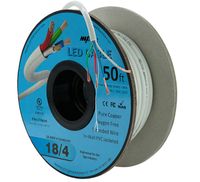18AWG Low Voltage LED Cable 4 Conductor In-Wall Jacketed Pure Copper Speaker Wire UL/cUL Class 2 (50ft. Spool)