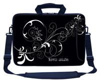 Meffort Inc Custom/Personalized Laptop Bag with Side Pocket & Shoulder Strap for Notebook Ultrabook Chromebook, Customized Your Name (14 Inch, White Swirl)