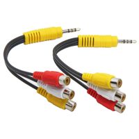 3.5mm to RCA AV Cable, AV Adapter for Samsung TV, Ancable 2-Pack 6-Inch(15cm) Component to 3.5mm Audio/Video Splitter for TV, DVD Player,Gamecube, Nintendo 64, Wii, Old Sega Saturn
