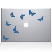 The Decal Guru 1029-MAC-13P-LB Butterflies Decal Vinyl Sticker, 13" Macbook Pro (2015 & older), Blue