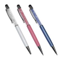 Premiertek 2-in-1 Crystal Touch Screen Stylus with Pens, 3-Pack, Blue/White/Pink (STP-3PK-2)