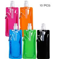 Upgrade 10 Pack Collapsible Water Bottle - Reusable Drinking Water Bottle with Clip for Biking, Hiking Travel, 5 Colors
