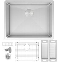 Zuhne 21-Inch Small Kitchen Prep/Laundry Utility Scullery/RV Mobile Home Camper Undermount Single Bowl Stainless Steel Sink for 24"Cabinet (16-Gauge Modena21x18)