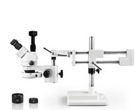 Vision Scientific VS-5FZ-IFR07-5N Simul-Focal Trinocular Zoom Stereo Microscope,10xWF Eyepiece,3.5x-90x Magnification,0.5x &2xAux Lens, Double Arm Stand,144-LED RingLight,5.0MP Digital Eyepiece Camera