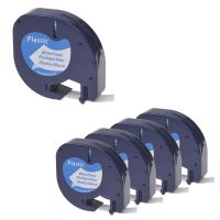 NineLeaf 5PK Replacement LetraTag 91331 (91201 91221 59422 S0721660) Black on White Plastic Label Tape Compatible for Dymo LetraTag,LetraTag Plus LT100H, Plus LT100T, QX50 (1/2" x 13',12mm x 4m)