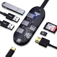 USB C Multiport Transparent Adapter for Apple iPad Pro 2018,MacBook Air 2018,MacBook Pro,USB C Hub,HDMI 4K,3 USB,SD/TF Card Reader,Type-C PD Charging Dock for Samsung Dex Station S10/Note9/S9/8 Dongle