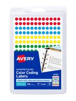 Avery Removable Color Coding Labels, 0.25 Inches, Assorted, Round, Pack of 768 (5795)