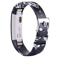 Tobfit Leather Bands Compatible for Fitbit Alta Bands and Fitbit Alta HR Bands (Gray Floral, 5.5''-8.1'')
