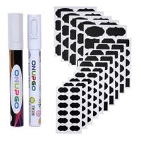 ONUPGO Chalkboard Labels - 150 Premium Reusable Chalkboard Stickers with 2 Chalk Marker to Decorate Your Pantry Storage & Office, Chalk Label Stickers for Spice Jars, Mason Jars, Spray Bottles