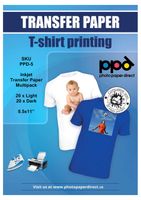 PPD Inkjet Iron-On Mixed Light and Dark Transfer Paper LTR 8.5 x 11" Pack of 40 Sheets (PPD005-Mix)