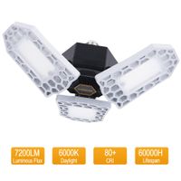 LED Garage Lights, 60W 7200lm Garage Lights with 3 Adjustable Panels, 6000K Deformable LED Garage Ceiling Lights Garage Lighting, E26 Tribright LED Garage Light Bulb for Shop Workshop Warehouse