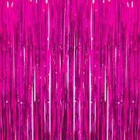 Deruicc Hot Pink Foil Curtains 3ft x 8ft Tinsel Fringe Curtains Shimmer Curtain Birthday Wedding Party Christmas Photo Booth Backdrop Decorations