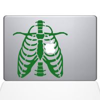 The Decal Guru Ribcage Apple Heart MacBook Decal Vinyl Sticker - 11" MacBook Air - Green (0223-MAC-11A-LG)