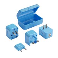 Lewis N. Clark Adapter Plug Kit W/ 2.1a Dual USB Charger, Blue