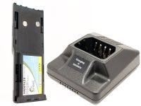 Replacement for Motorola GP300 Battery and Charger - Compatible with Motorola HNN9628 Two-Way Radio Batteries and Chargers (1200mAh 7.5V NI-CD)