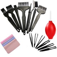 Small Anti Static ESD Safe Cleaning Dust Brush Kit for Phone Computer Keyboard Laptop Screen Camera Lens,ESD Precision Plastic Tweezers Set,Microfiber Cleaning Cloths,ESD Gloves,Air Blow Cleaner