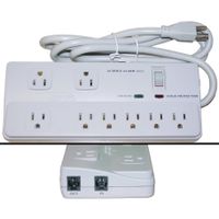 ACL 6 Feet Power Cable with 8 Outlets Surge Protector, Fax Modem Protection, Max 2160 Joules, 10 Pack